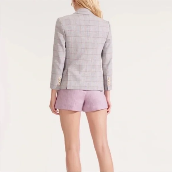 $698 Veronica Beard Schoolboy Dickey Jacket Blazer Plaid pearlized buttons sz 8 - Picture 5 of 15